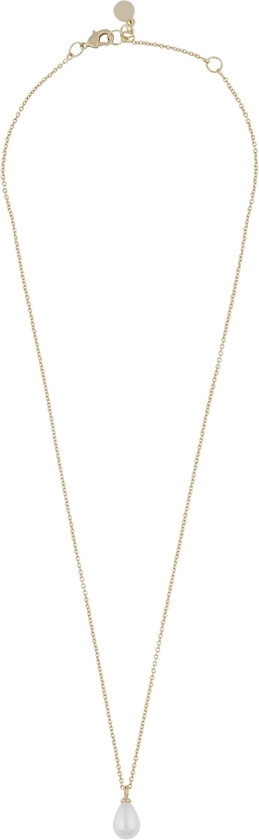 Lucy Drop Pendant Necklace Gold White 45cm