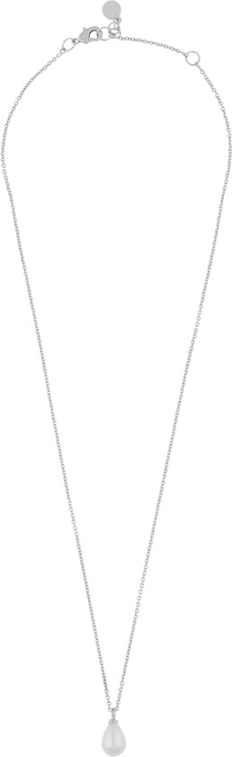 Lucy Drop Pendant Necklace Silver White 45cm