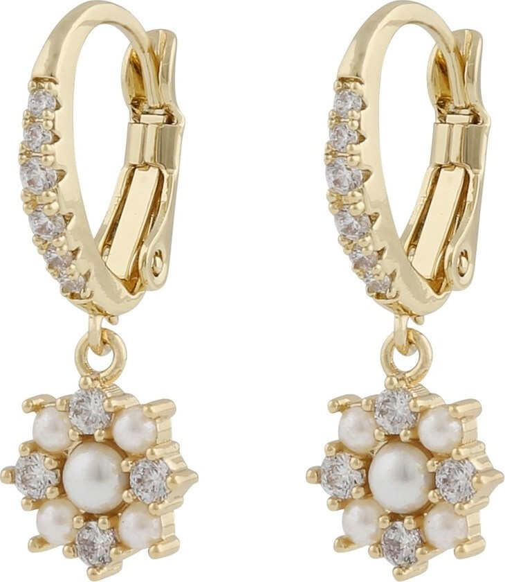 Lucy Short Pendant Earrings Gold White Onesize