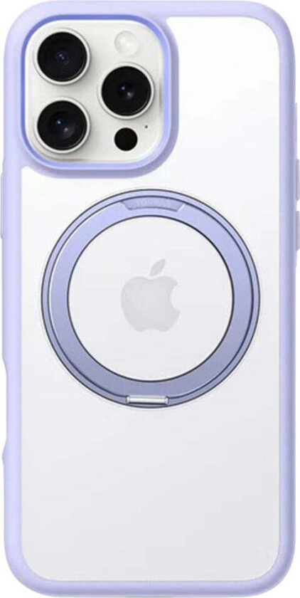 iPhone 16 Pro Plast Deksel med Roterbar Kickstand Ring - MagSafe Kompatibel - Lilla / Gjennomsiktig
