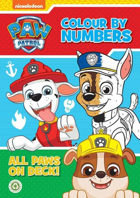Paw patrol aktivitetsbok 23 sider farge etter tall malebok