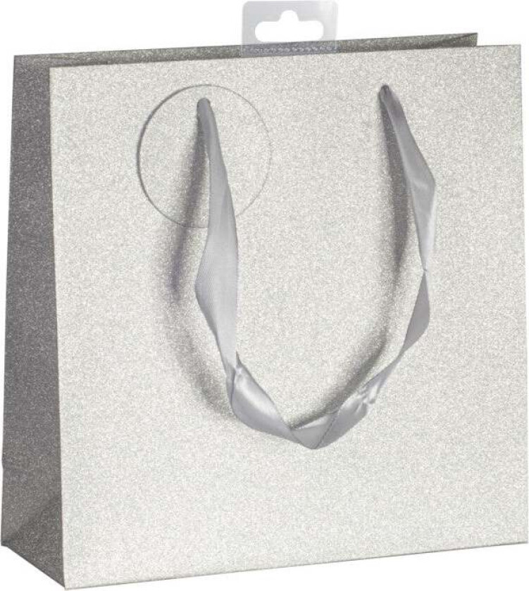 Gavepose glitter sølv M