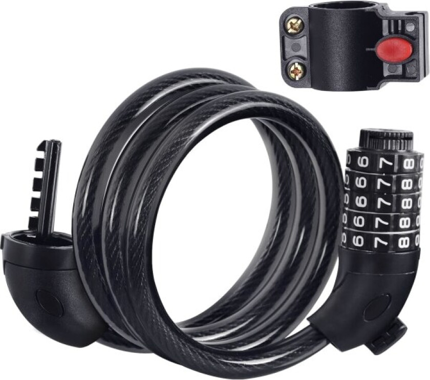 Sykkellås 120cm kabel, intelligent 5-sifret kombinasjonslås sykkellås for sykkel sparkesykkel motorsykler barnevogner porter