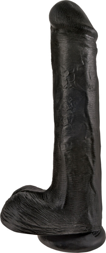 Realistisk Dildo med Testikler 33 cm - Svart