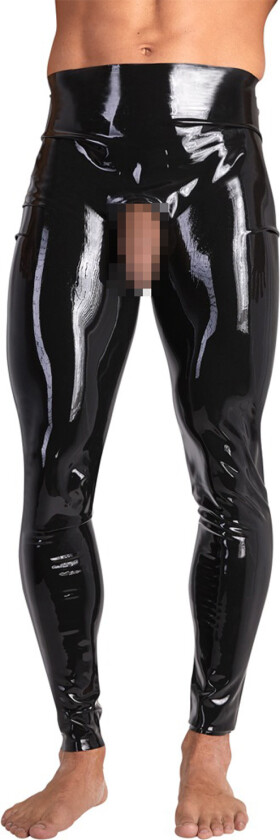 lateksleggings med åpen front - Svart - S