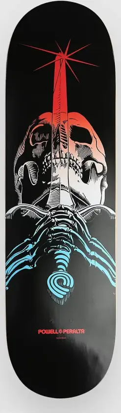 Skull & Sword Blue Fade 9.0" Skateboard Deck svart