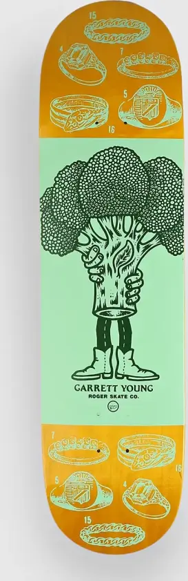 Green/Gold Garret Young 8.25"X31.89" Skateboard Deck grønn