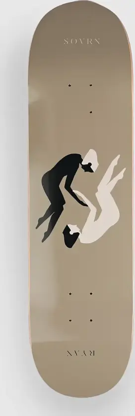 Yin Yang 8.25"X31.85" Skateboard Deck brun