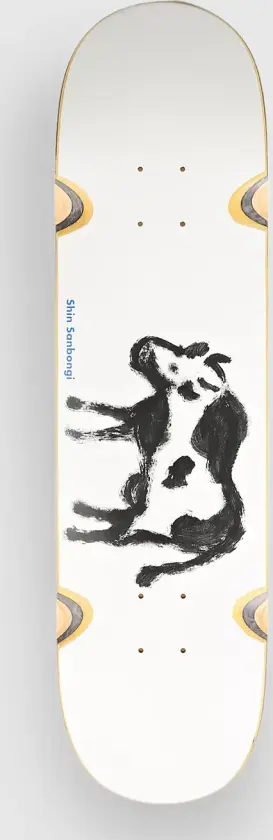 Shin Sanbongi Cow Devil Wheel Well 8.25" Skateboard Deck hvit