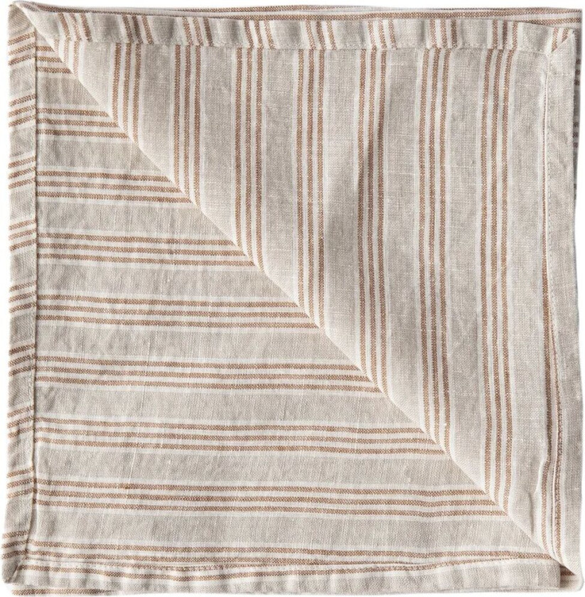 Washed linen stoffserviett 45 x 45 cm Hazelnut stripe