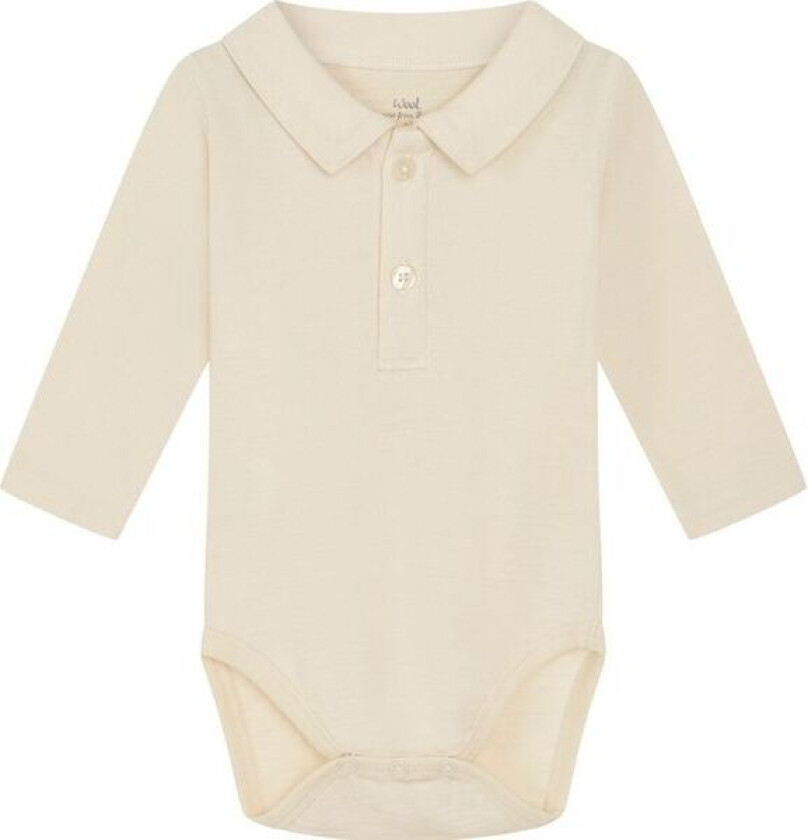 Hust & Claire Caldur body med krage i ull/bambus, Ecru