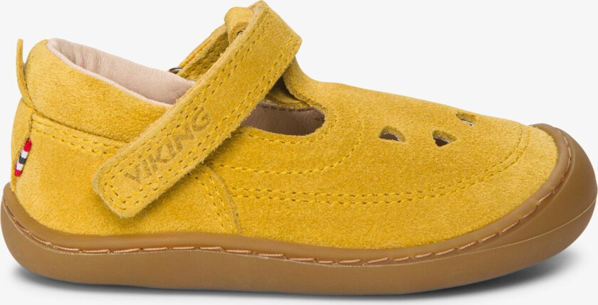 Alv Bjork Barefoot Sandal 1V Kids Yellow Velcro