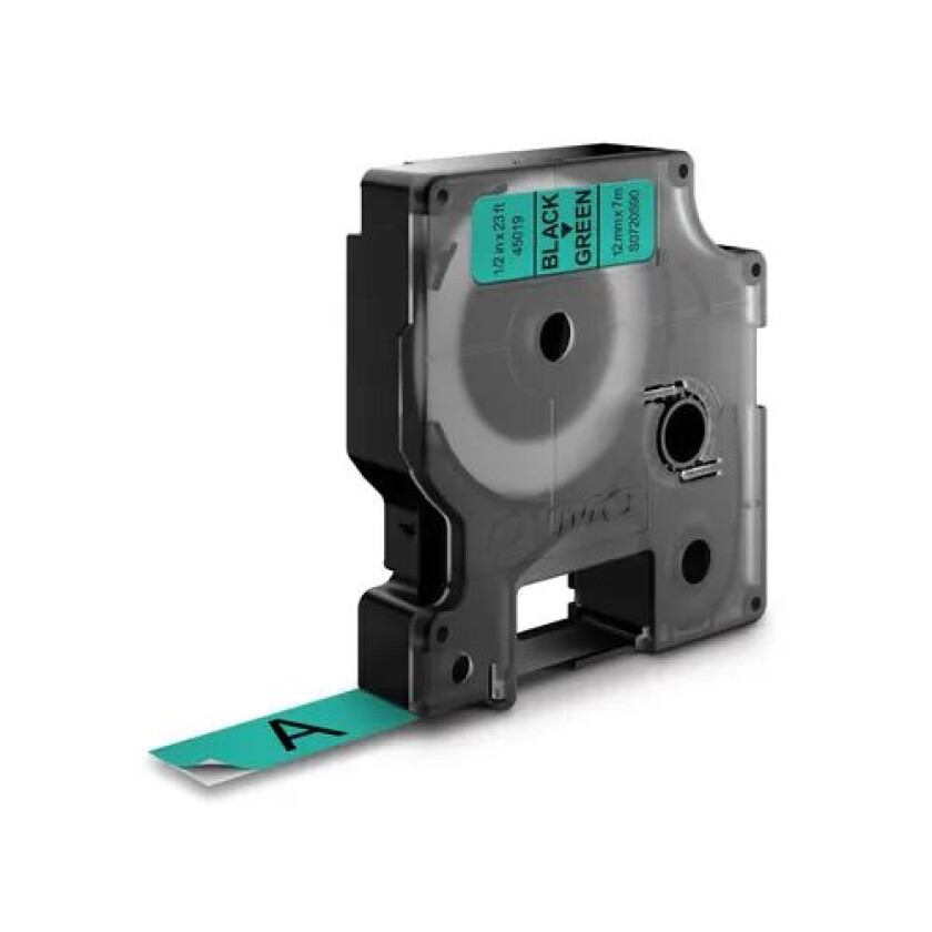 Dymo Tape D1 12mm Svart/grønn