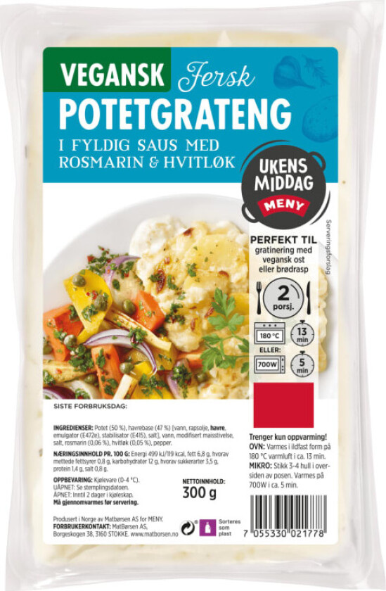 Fløtepoteter Vegansk 300g Meny