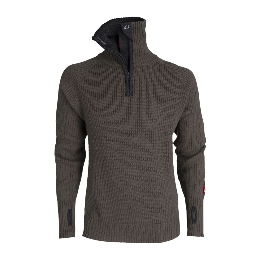 Rav Sweater w/Zip Unisex, M, Tea Green/Charcoal Melange