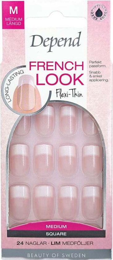 French Look Pink Shimmer Medium Square 24pcs