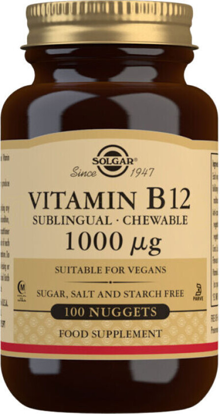 Vitamin B12 - tyggetabletter - 1000 ug - 100 Tabletter