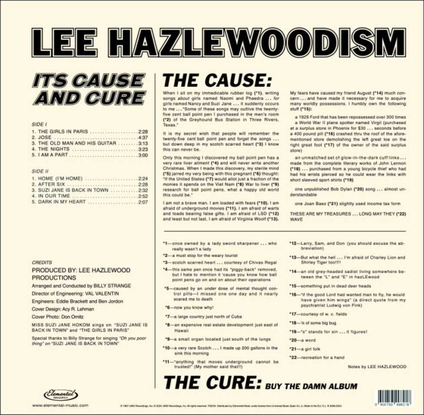 Lee Hazlewood Lee Hazlewoodism: Its Cause And Cure LP/Vinyl
