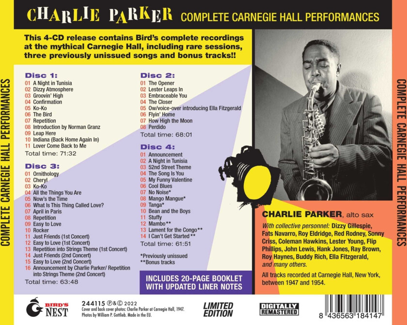 Charlie Parker Complete Carnegie Hall Performances CD
