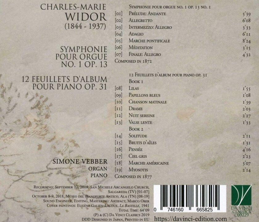 Simone Vebber Organ & Piano Music CD