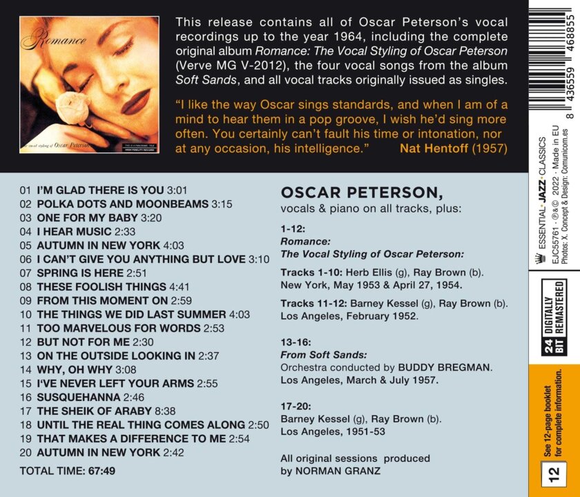 Oscar Peterson Oscar Sings: Vocal Styling Of Oscar Peterson CD