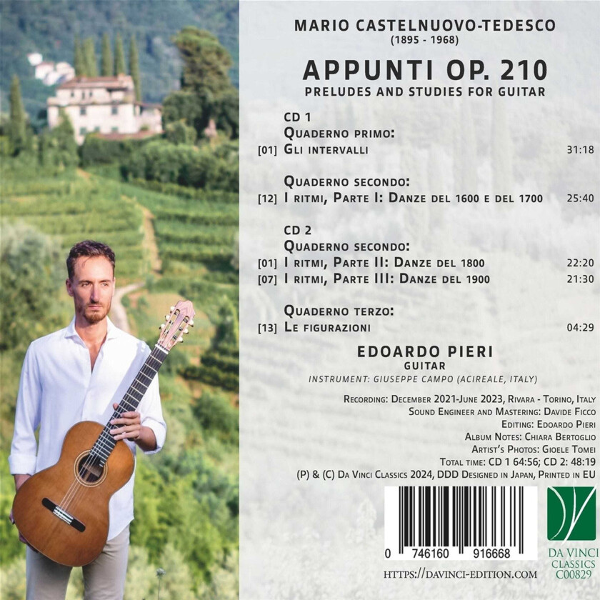 Mario CastelnuovoTedesco, Edoardo Pieri Mario Castelnuovotedesco: Appunti Preludes & CD