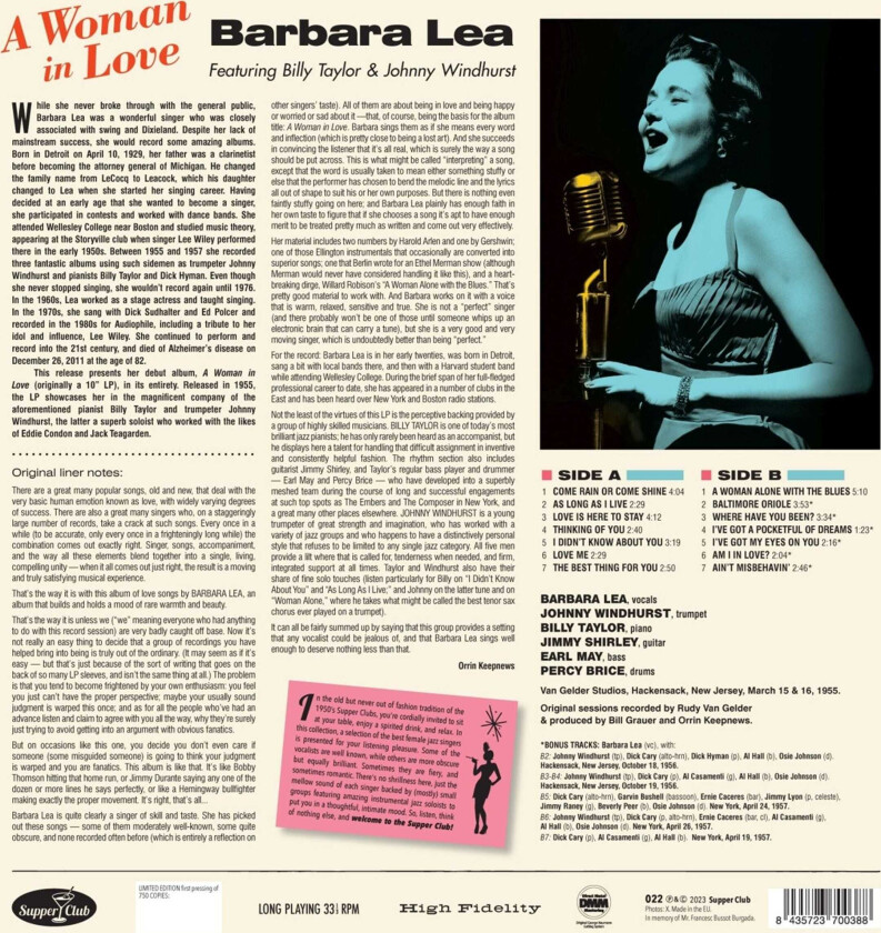 Barbara Lea Woman In Love LP/Vinyl