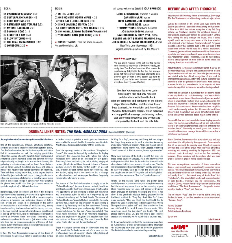 Louis Armstrong, Dave Brubeck Real Ambassadors LP/Vinyl