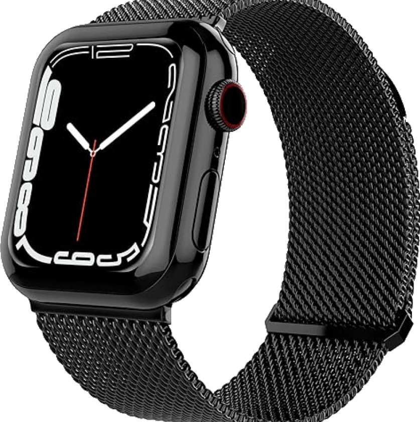 Apple Watch band, rustfritt stål eksklusivt armbånd med magnetisk feste (42-49mm) - Svart