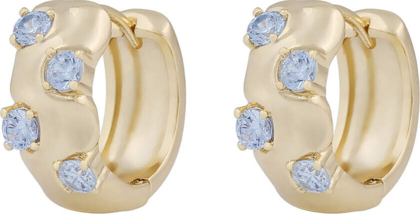 Jen Stone Wide Ring Earrings Gold Light Blue Onesiz