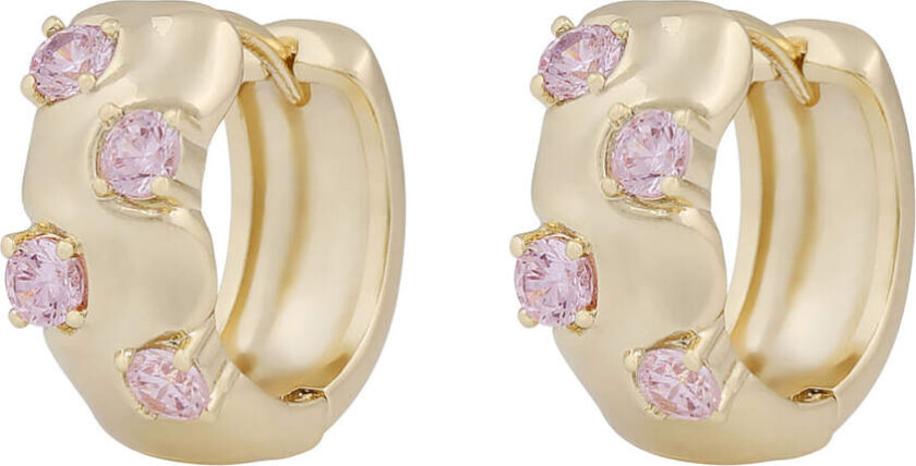 Jen Stone Wide Ring Earrings Gold Pink Onesize