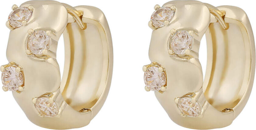 Jen Stone Wide Ring Earrings Gold Champagne Onesize