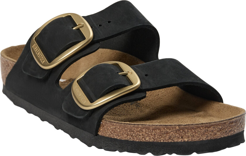Arizona Big Buckle Lenb Black Gold Kvinde Flate Sandaler Str 40