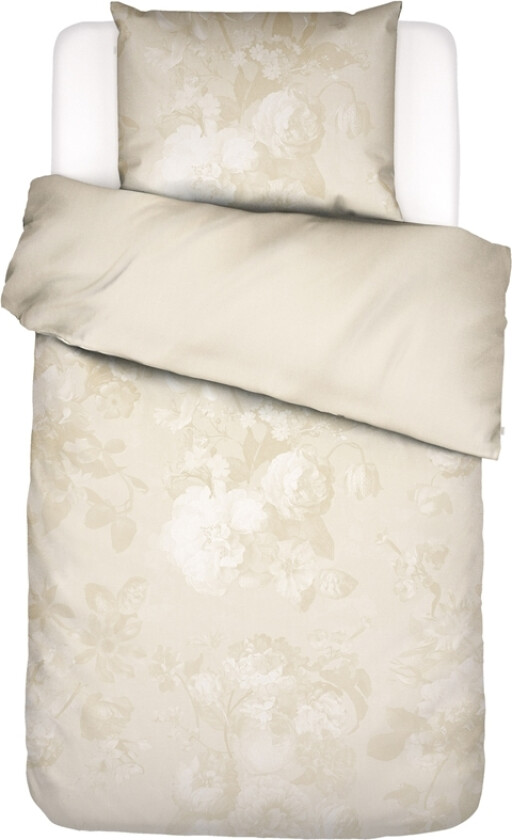 Blomstrete sengetøy 140x200 cm - Fleur grå - Vendbart sengesett i 100% bomullssateng - Essenza sengetøy