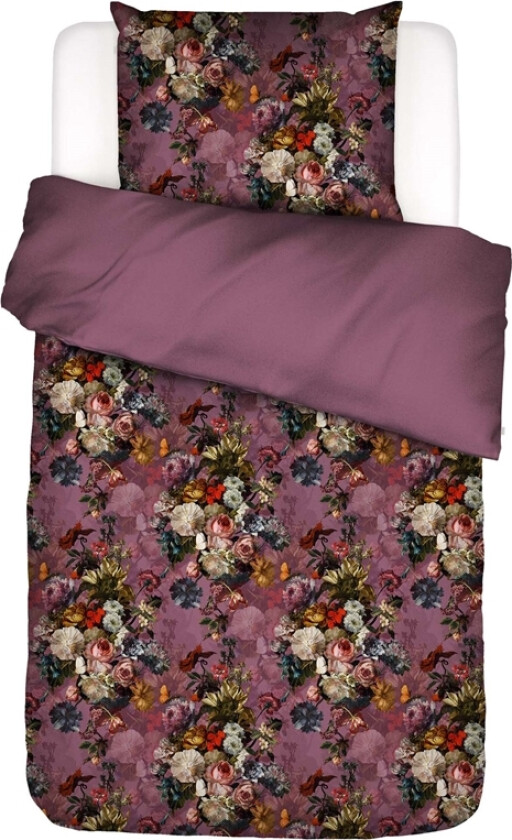 Blomstrete sengetøy 140x220 cm - Fleur Grey - Vendbart sengesett i 100% bomullssateng - Essenza sengetøy