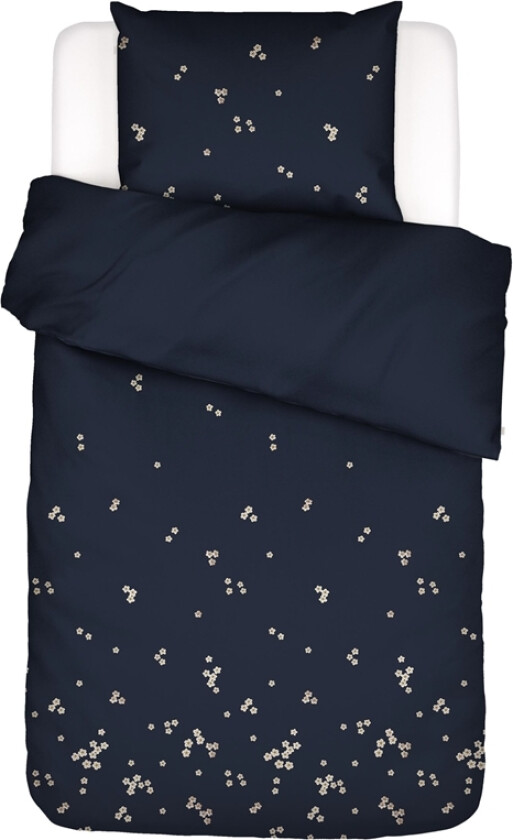 Blomstrete sengetøy 140x220 cm - Fleur Grey - Vendbart sengesett i 100% bomullssateng - Essenza sengetøy