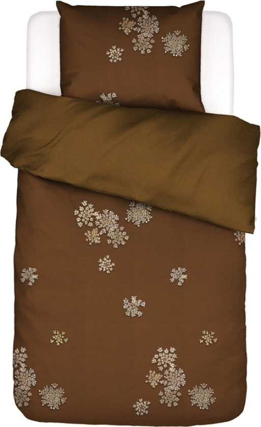 Blomstrete sengetøy 140x200 cm - Fleur grå - Vendbart sengesett i 100% bomullssateng - Essenza sengetøy