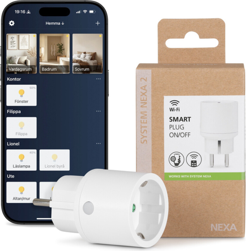 Nexa WiFi/433 Plug-in mottaker. På/Av 2300W