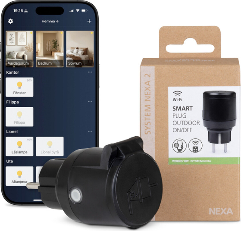 Nexa WiFi/433 Plug-in-mottaker Utendørs IP44 På/Av 3500W