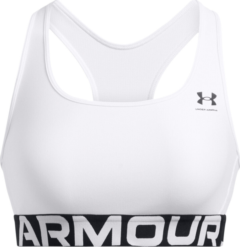 Women's HeatGear® Armour Mid Branded Sports Bra White