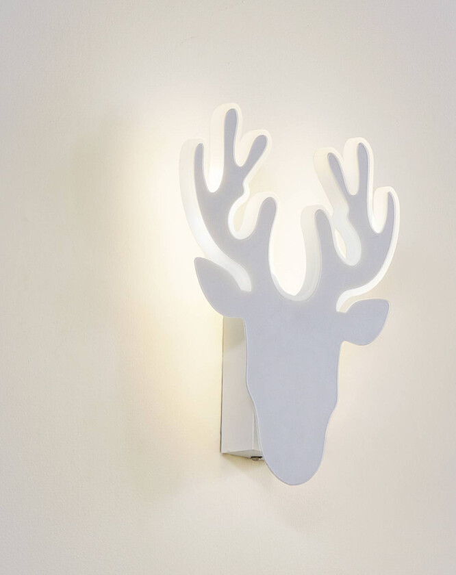 Lindby LED-vegglampe, hvit, metall, reinsdyr