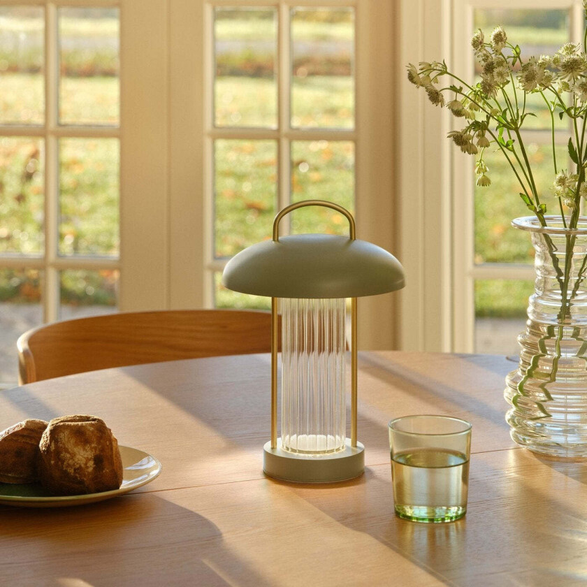 Mirano portabel bordlampe - oppladbar - Støvete grønn