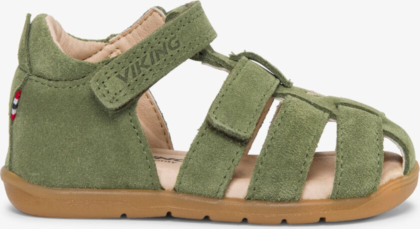 Alv Lonn Barefoot Sandal 1V Kids Green Velcro