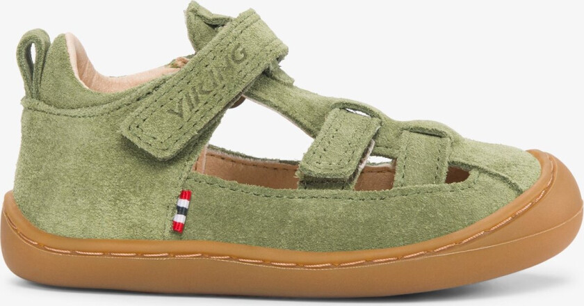 Alv Lind Barefoot Sandal 2V Kids Green Velcro
