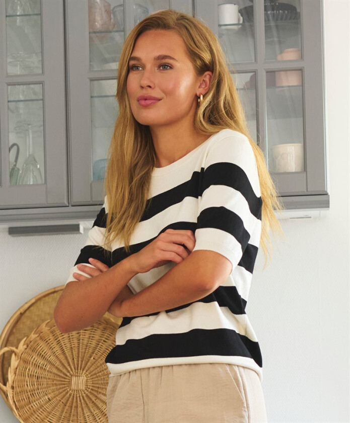 Kaffe Mala Stripet Strikk Svart 2XL