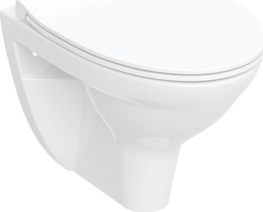 Spira Classic vegghengt toalett, uten skyllekant, rengjøringsvennlig, hvit