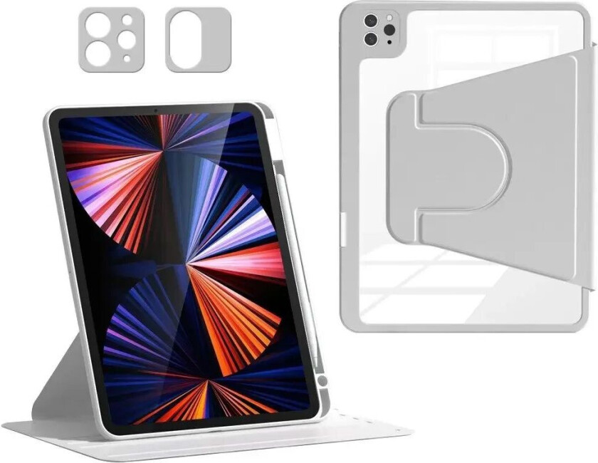 iPad Air (2022 / 2020) / Pro 11 (2022 / 2021 / 2020 / 2018) Hybrid Flip Deksel m. Pennholder og Kameralinsebeskytter - Grå / Gjennomsiktig