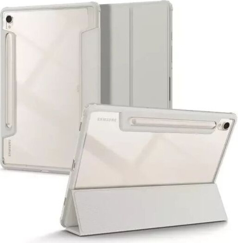 Samsung Galaxy Tab S9 Ultra Hybrid Pro Flip Deksel - Gjennomsiktig / Grå