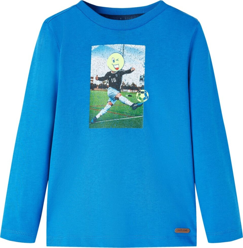 T-skjorte for barn med lange ermer koboltblå 116
