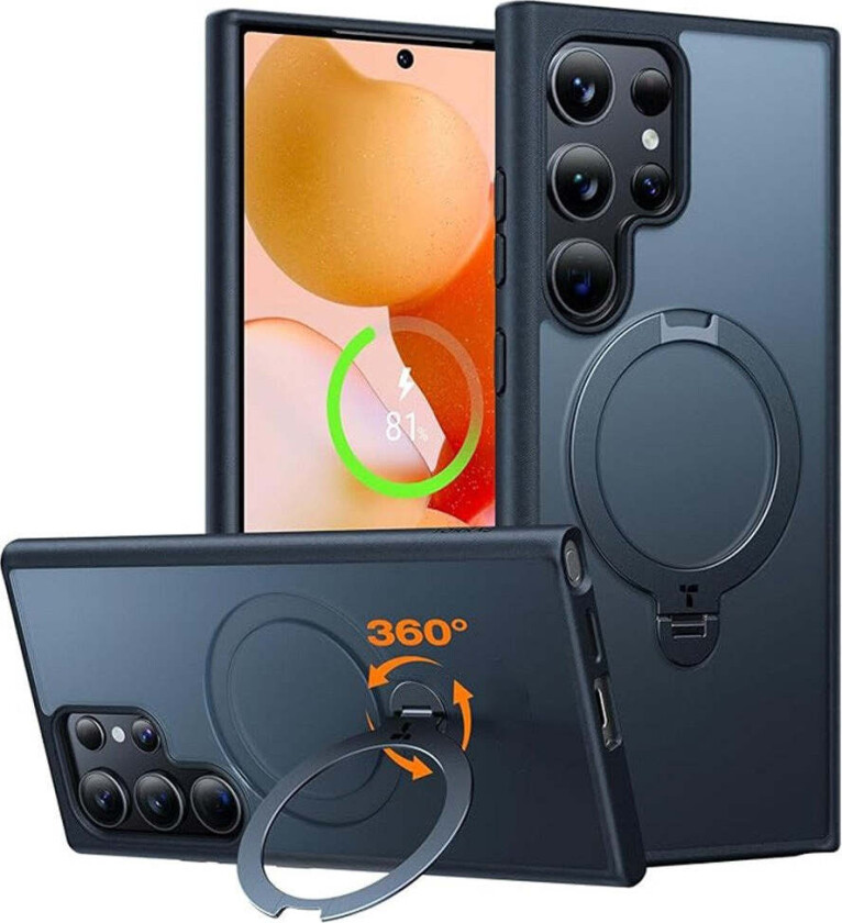 TORRAS Samsung Galaxy S24 Ultra Hybrid Deksel m. Roterende Kickstand - MagSafe Kompatibel - Svart